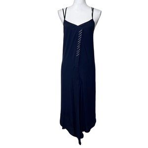 Maiyet 100% Silk Slip Midi Dress Navy White Size FR 34